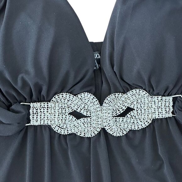 XOXO Black Jersey Tie Around Neck Evening Long Maxi Dress LARGE - Picture 6 of 11